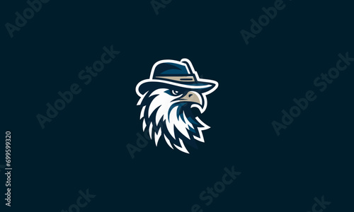 head eagle wearing hat vector logo design photo