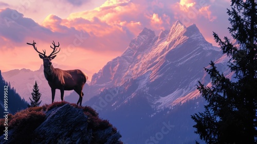 A Majestic Deer Silhouetted Against the Horizon