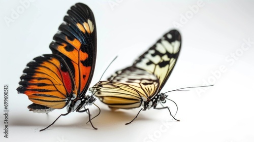 Two Beautiful Butterflies Resting on a White Surface