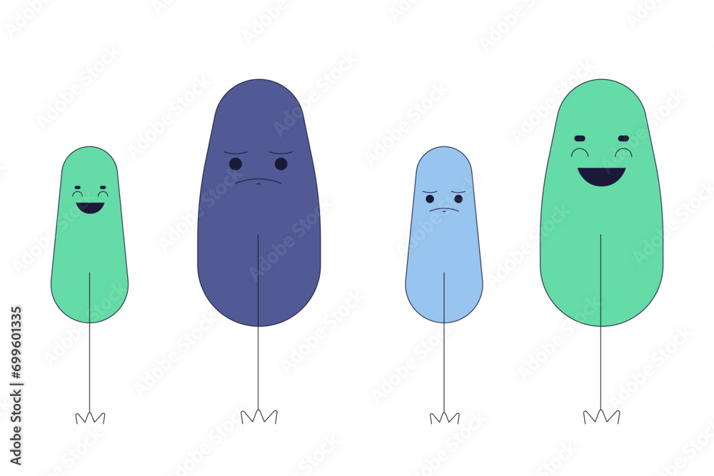 Trees changing seasons 2D linear cartoon characters set. Summer, winter weather vegetation isolated line vector personages white background. Sad, happy plants color flat spot illustrations collection Trees changing seasons 2D linear cartoon characters set. Summer, winter weather vegetation isolated line vector personages white background. Sad, happy plants color flat spot illustrations collection