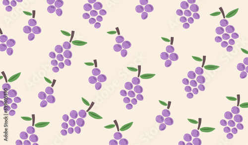 Cute grape fruits pattern background vector design