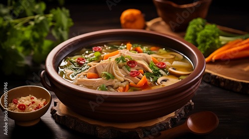 thukpa himalayan soupy noodles in bowl, asian food