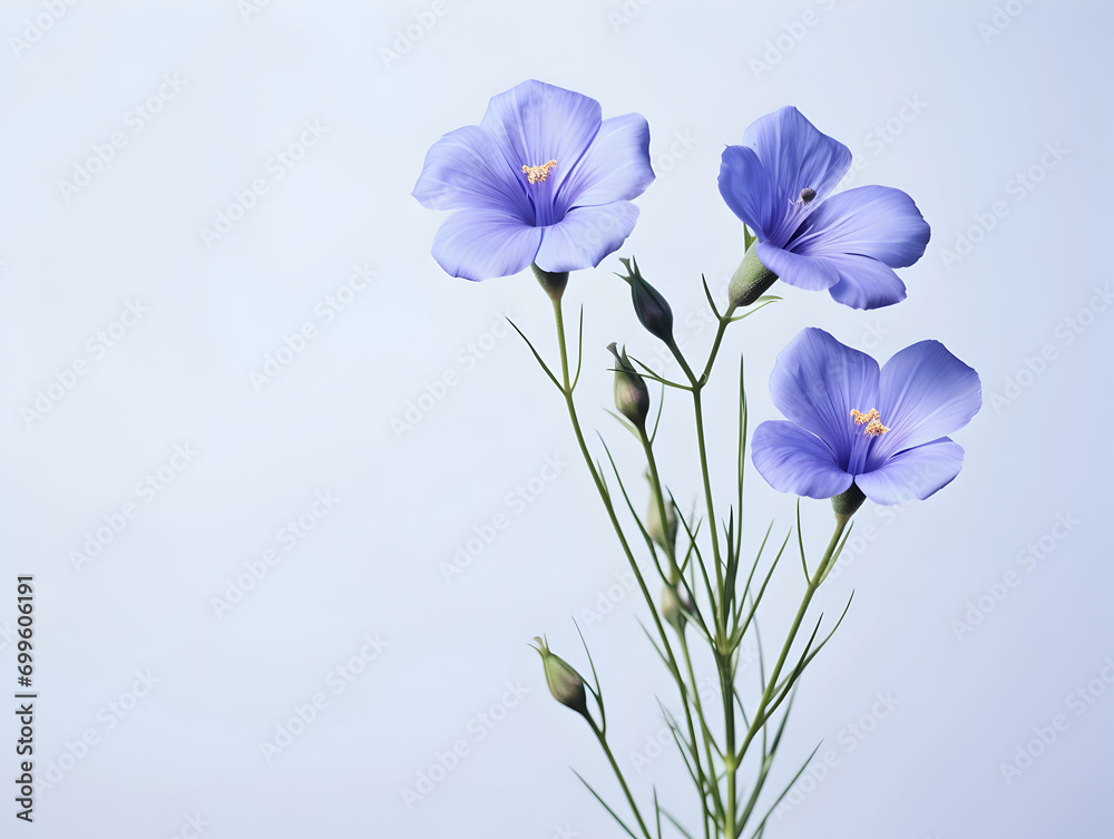 Flax flower in studio background, single flax flower, Beautiful flower images