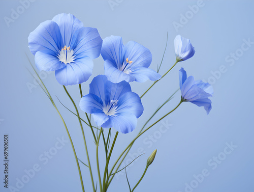 Flax flower in studio background, single flax flower, Beautiful flower images