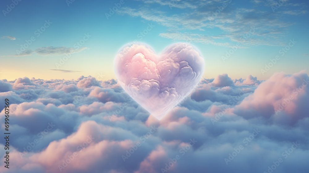 heart-shaped cloud in the sky. - love concept . - obrazy, fototapety, plakaty 