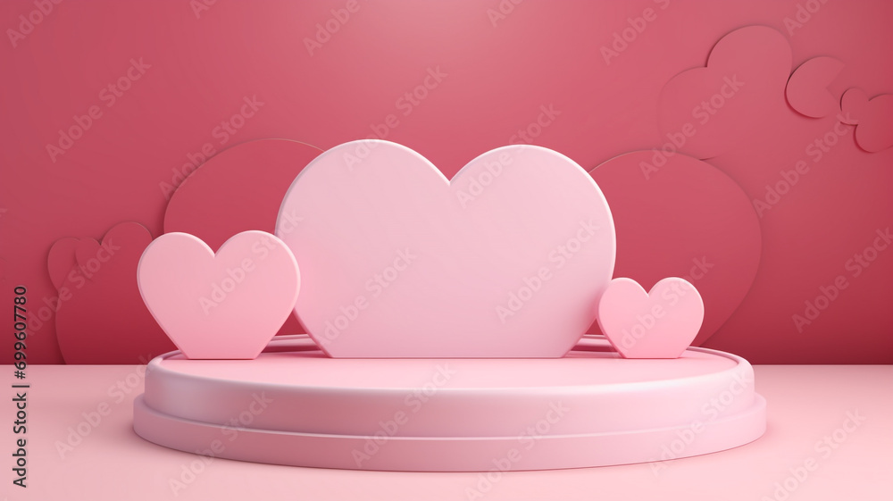 Valentine pink background. - Pink pastel minimal mockup product display.