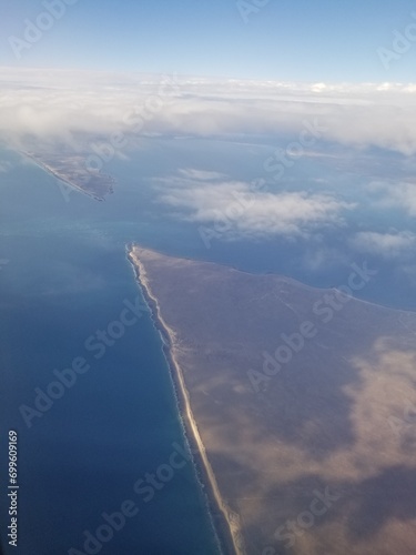 aerial view of clouds over the sea in Puerto Madryn, Argentina