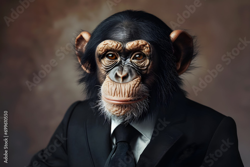 A portrait of anthropomorphic monkey wearing classic suit © DimaSabaka