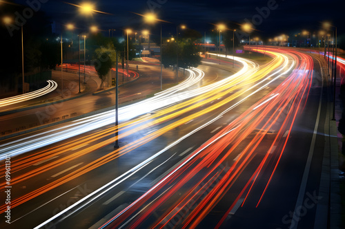 The light trails on the modern building background - Ai Generated © Muhammad