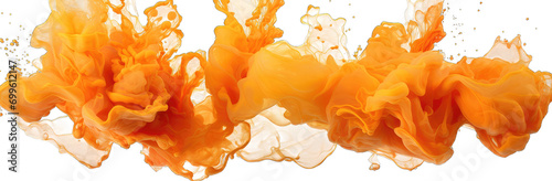 Yellow and orange Ink swirling in water with transparent Background PNG photo