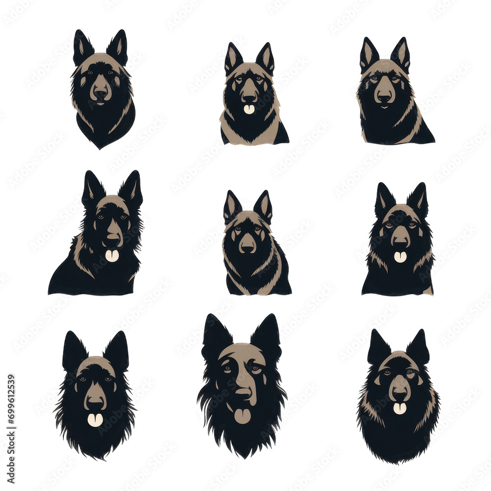 German shepherd dog breed black silhouette logo PNG