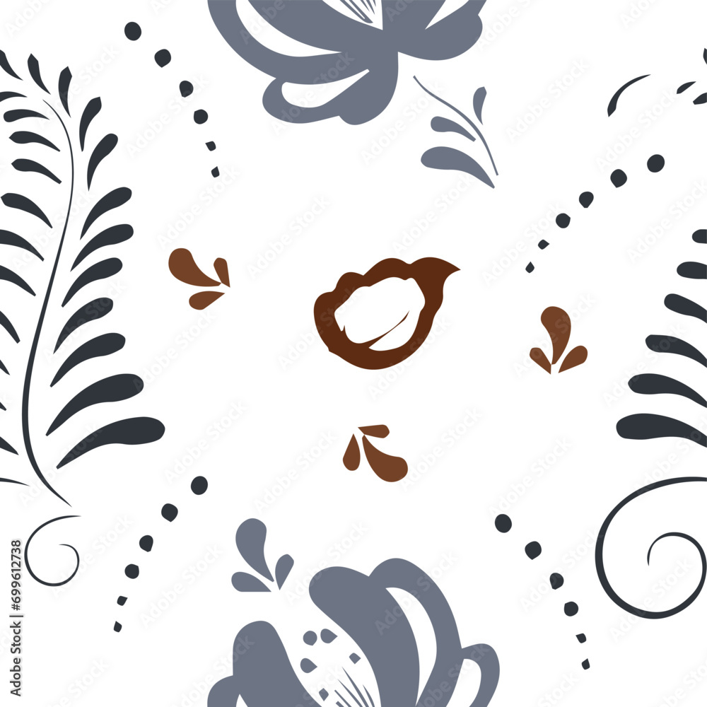 Fototapeta premium leaf flower seamless pattern white background vector