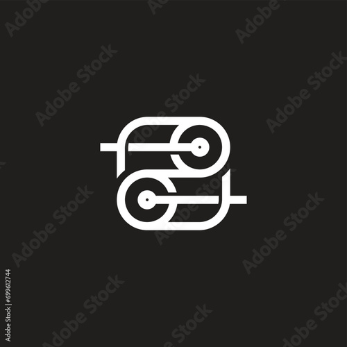 two pull wheel machine symbol logo vector