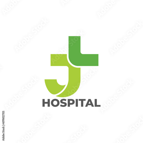 letter j plus medical simple logo vector