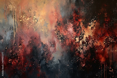 a painting of a red and black background photo