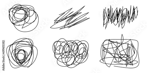 set of tangled lines, scratch lines. vector illustration