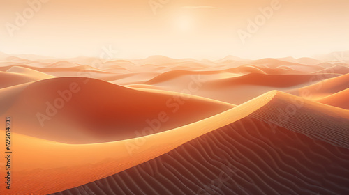 Surreal desert dunes at sunset  warm tones and shadows