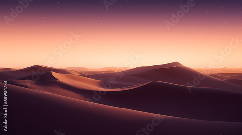 Surreal desert dunes at sunset  warm tones and shadows