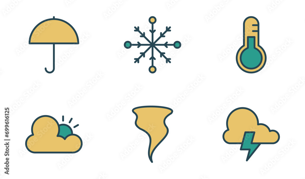 Weather Icon Design Template in Filled Outline Style Weather Icon Design Template in Filled Outline Style