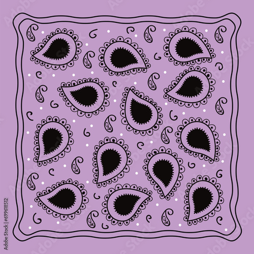 Handkerchief illustration with bandana paisley design