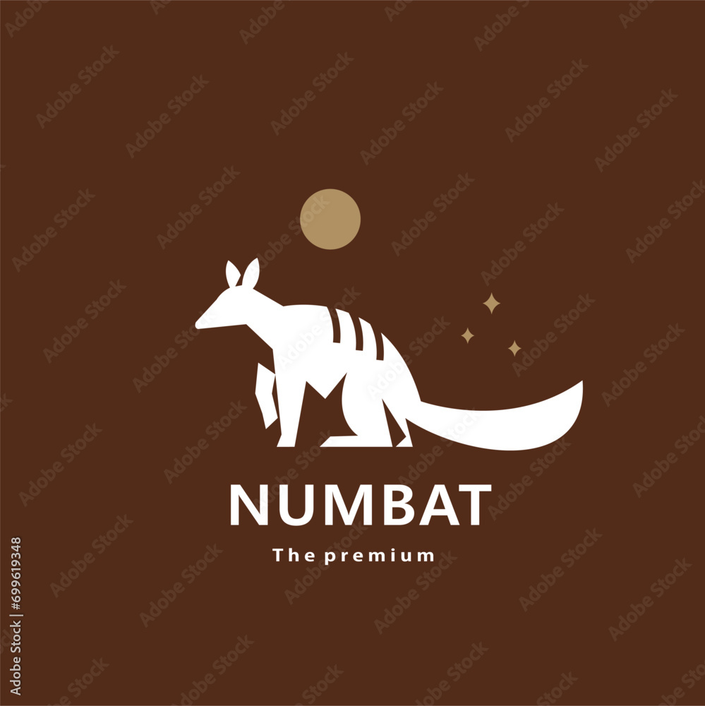 Obraz premium animal numbat natural logo vector icon silhouette retro hipster