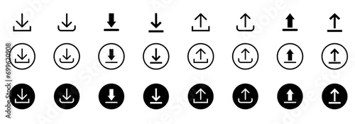 Download and upload icon. Download icon files. Software download icon . Web icon set . Icons collection. Vector illustration. photo