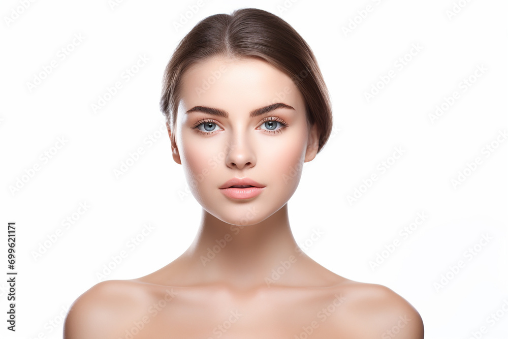 closeup shot of a beautiful young woman smiling on isolated background generative AI closeup shot of a beautiful young woman smiling on isolated background generative AI