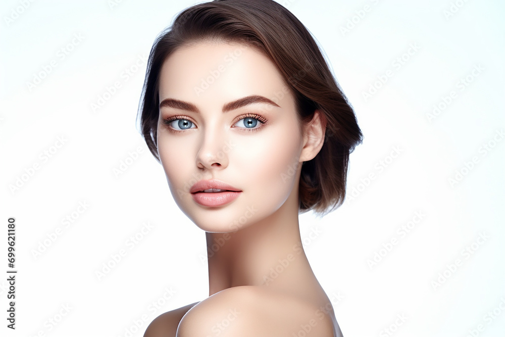 closeup shot of a beautiful young woman smiling on isolated background generative AI