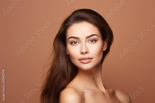 closeup shot of a beautiful young woman smiling on isolated background generative AI