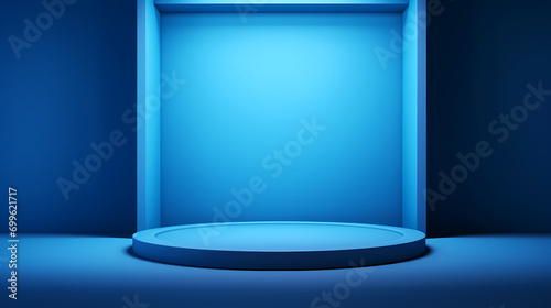 Blue product display background is empty, can be used for background and products, 3d rendering podium platform