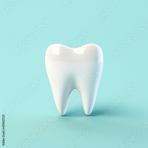 Healthy tooth on blue background