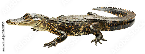 Side view on a crocodile isolated on a transparent background