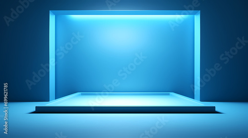 Blue product display background is empty  can be used for background and products  3d rendering podium platform