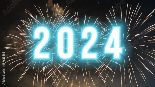 Happy new year 2024 with beautiful firework