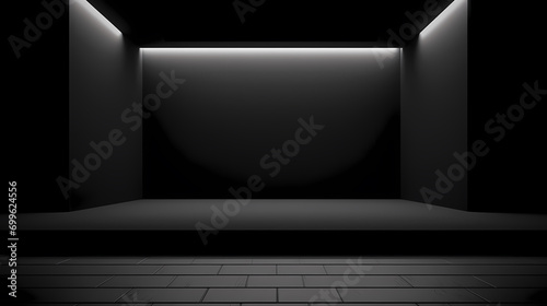 Black studio background empty, can be used for background and product display, 3d rendering podium platform