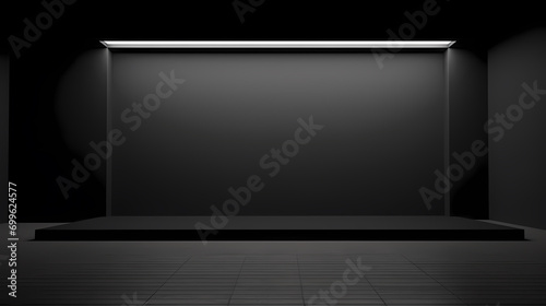 Black studio background empty, can be used for background and product display, 3d rendering podium platform