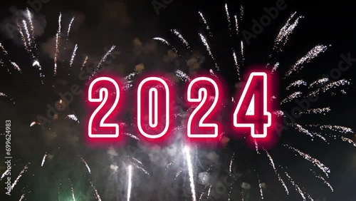 Happy new year 2024 with beautiful firework