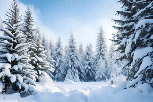 snow covered fir trees © Mubeen