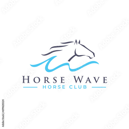 Elegant Letter W Monogram Horse Logo with Wave