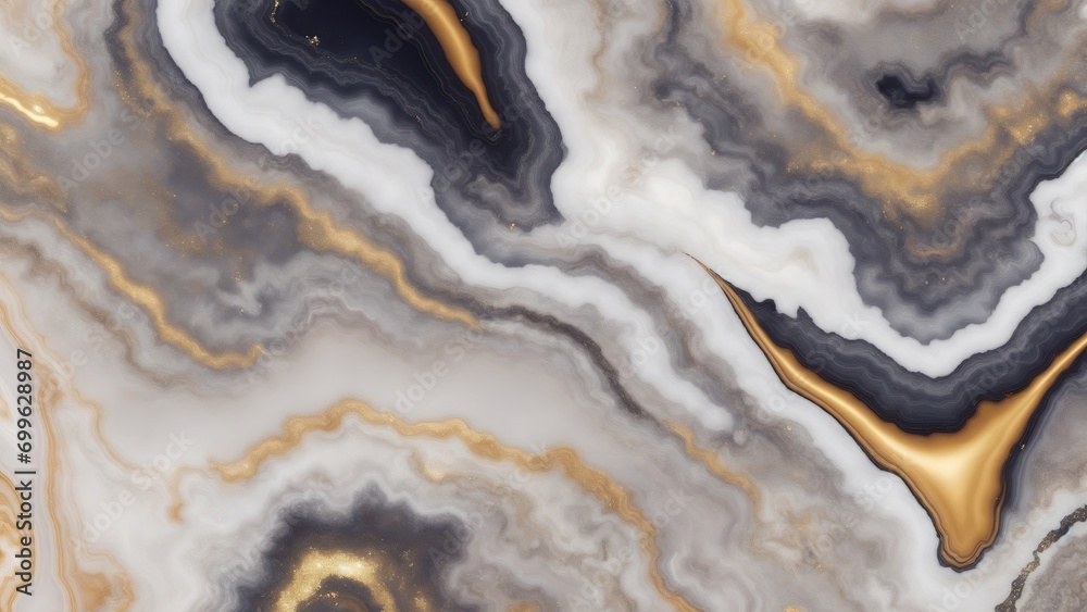 Fototapeta premium Gray and golden Glitter Agate texture background