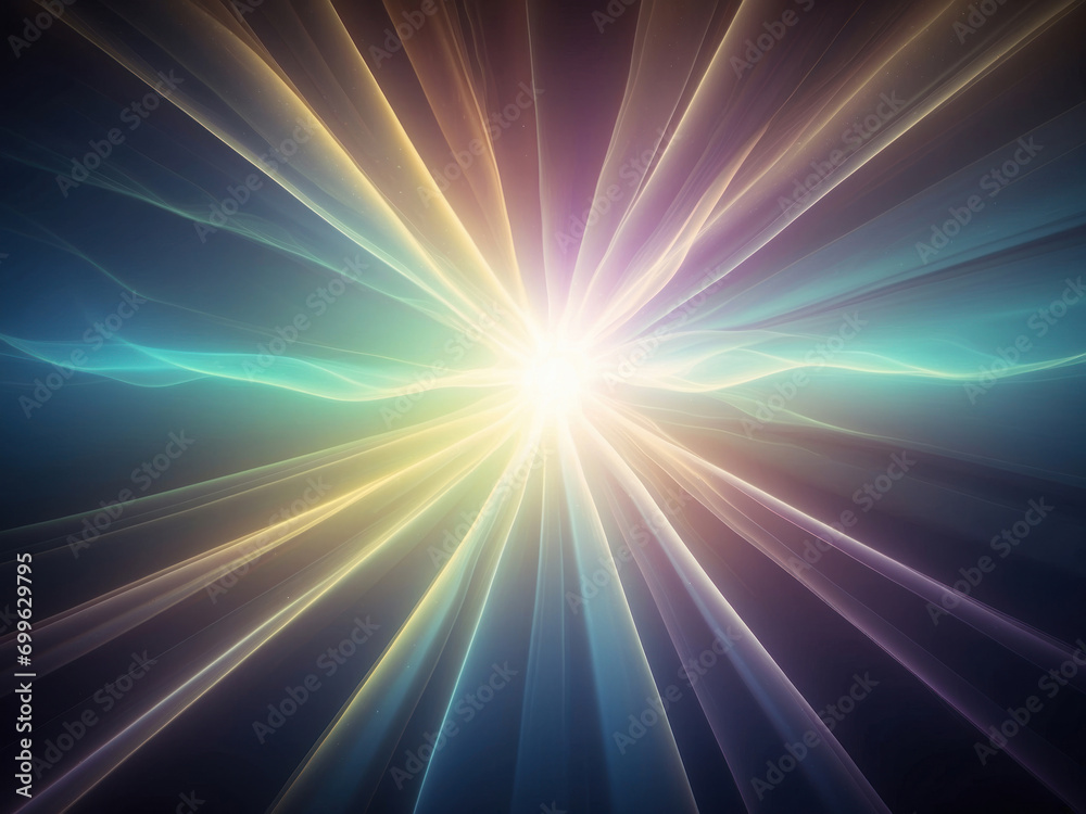 Sparkling colorful light rays background glowing lighting flare multicolored