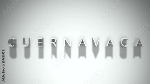 Cuernavaca 3D title animation with shadows on a white background photo