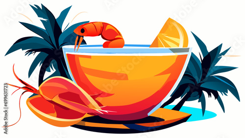 Shrimp cocktail vektor icon illustation
