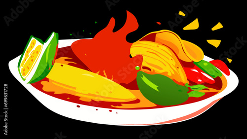 Sizzling fajitas vektor icon illustation
