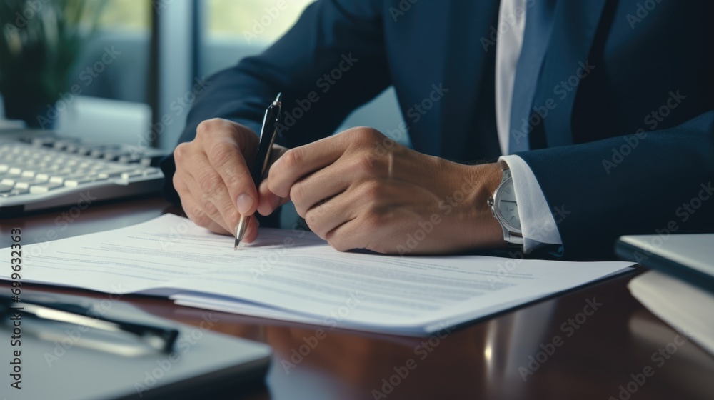 Close-up of businessman taking notes Close-up of businessman taking notes