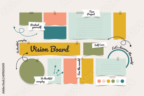 Vector photo collage template moodboard pictures grids vector illustration, vision board