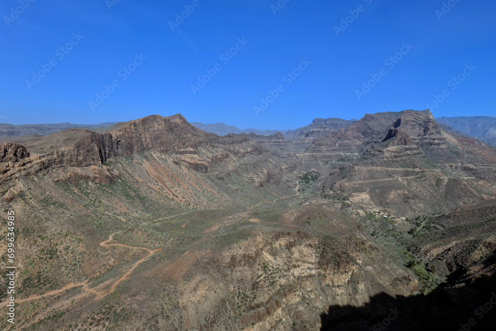 Landscape from Degollada de las Yeguas Viewpoint, Gran Canaria, Spain.
