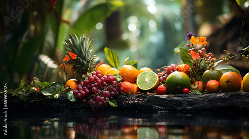 Online mix fruit on smart phone device created with Generative AI, Tropical Delight. Energetic Fruit Market in Rio de Janeiro, Brazil. Colorful Bounty Concept AI Generative photo