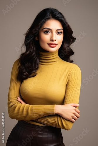 Young woman wearing turtleneck sweater