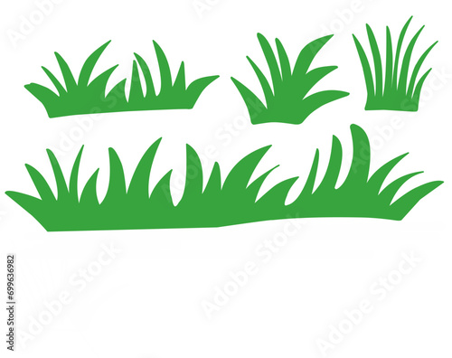 Green grass, vector set for drawing pictures in flat style. Natural material for collecting screensavers.